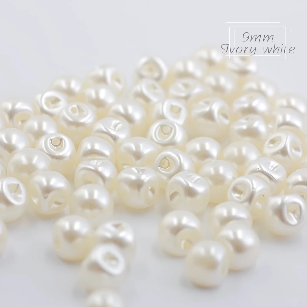 Hisenlee 6 Size Sewing Buttons Side Hole Round Plastic Pearl Buttons 6mm 8mm 9mm 10mm 12mm 14mm White/Ivory Accessories 100Pcs 2