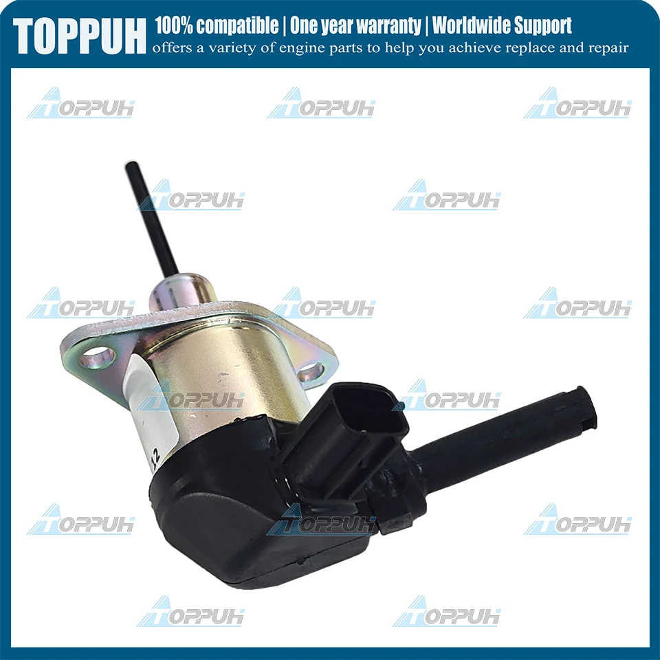 Fuel Stop Solenoid 12V for Kubota D1503 D1703 D1803 V2003 V2203 V2403 Excavator