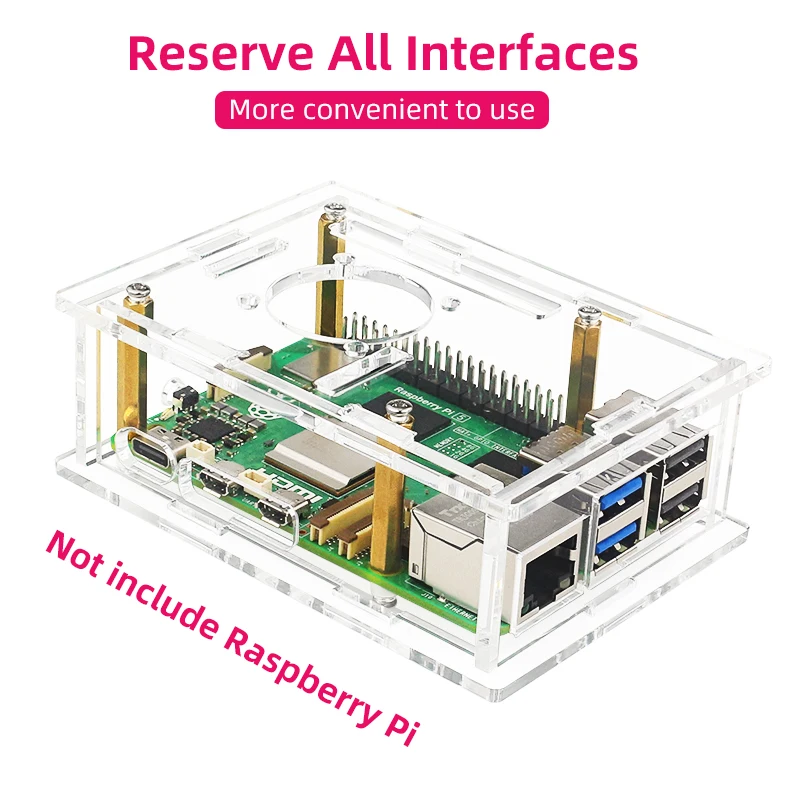 Raspberry Pi Case Raspberry Pi Cooler New Raspberry Pi 5 Acrylic Case Transparent Shell Optional Cooling Fan Copper Aluminum Heatsink for Pi 5