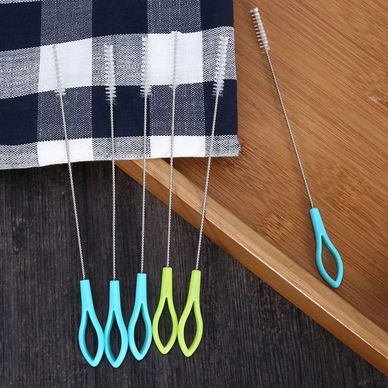 Drinking Straw Cleaning Brush Kit Straw Tube Pipe Cleaner Stainless Steel Long Handle Nylon Cleaning Brushes For Straws 1PC