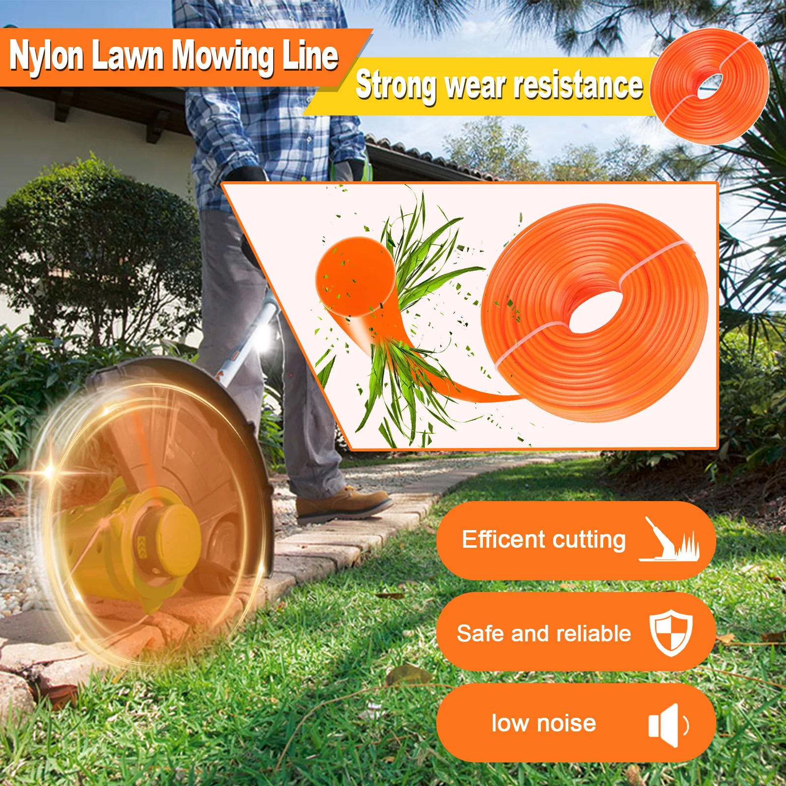 1.6mm～3mm*15M Round Nylon Trimmer Line Brush Grass Cutting Weed Rope Strimmer Tool Accessories Lawn Mower Wire