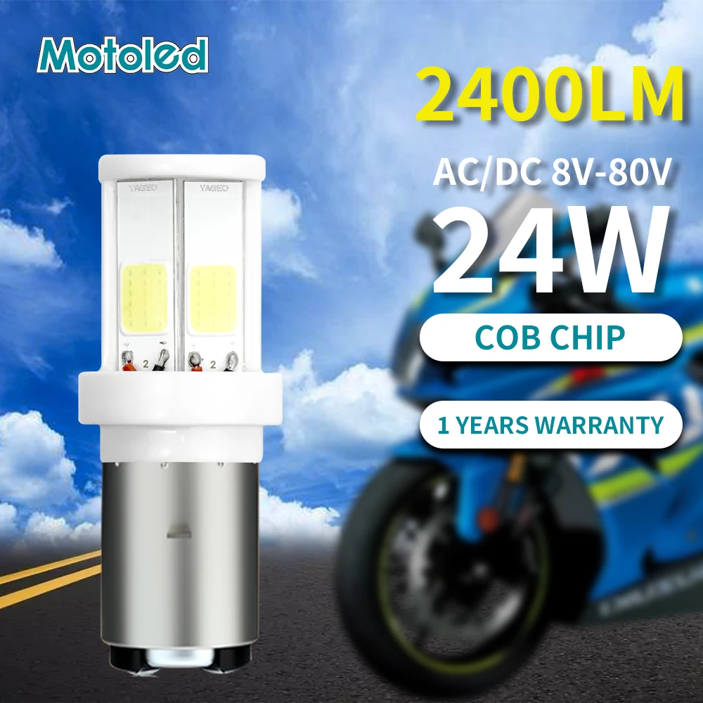 Motoled 8V80V H4 HS1 BA20D H6 4 COB Chip Lamp Ceramic LED HeadLight