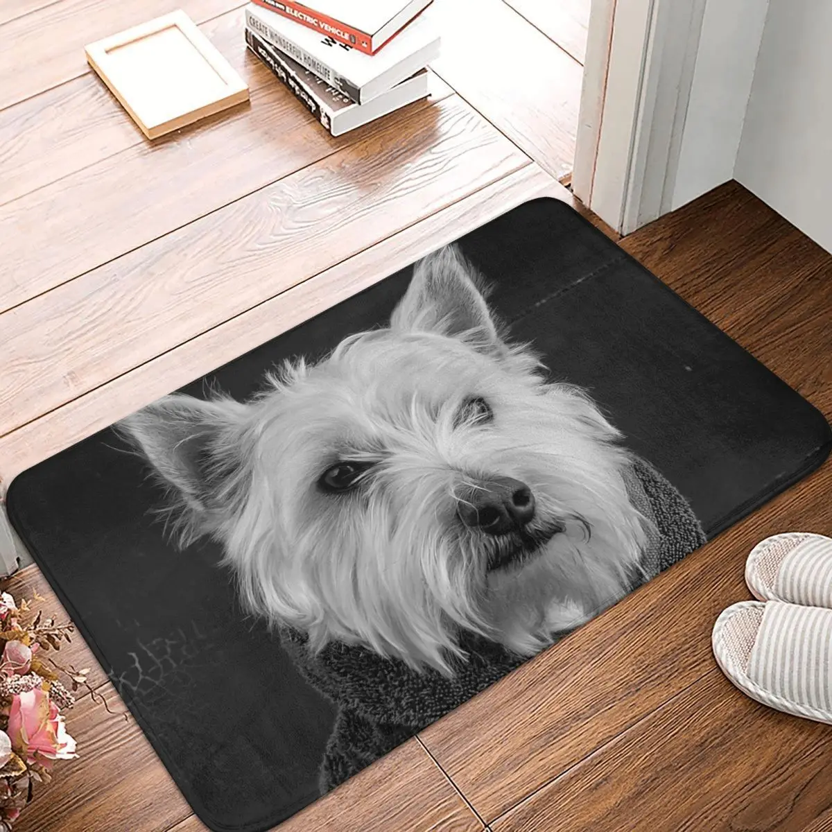 

Portrait Of A Westie Dog Doormat Rug carpet Mat Footpad Bath mat Non-slip toilet Balcony Parlor durable Washable