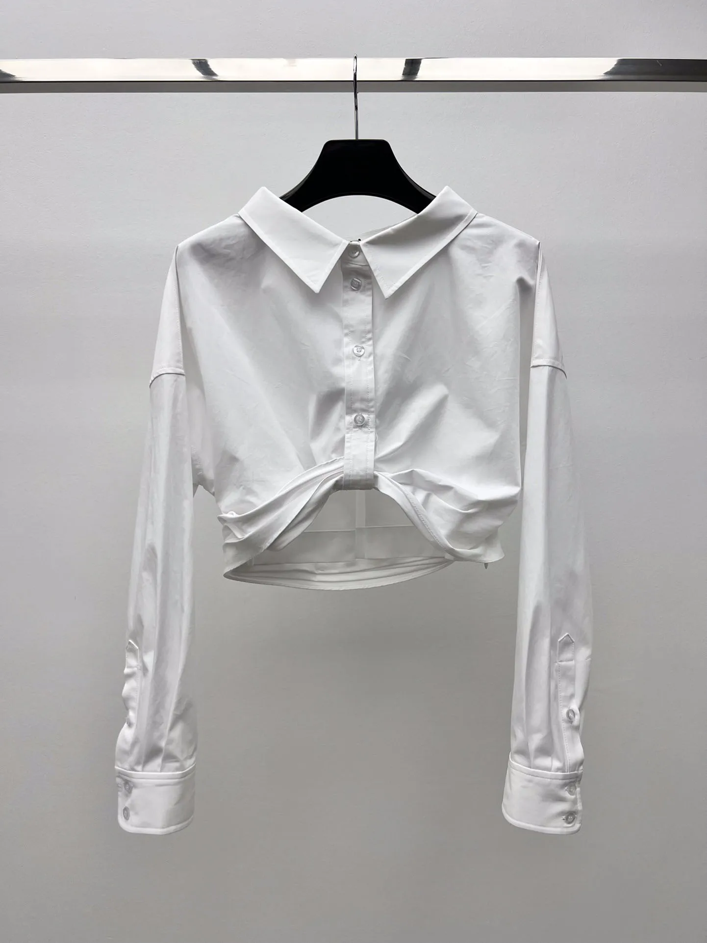 

Twisted flower short shirt side half open invisible zipper casual fashion 2023 summer new style 0401