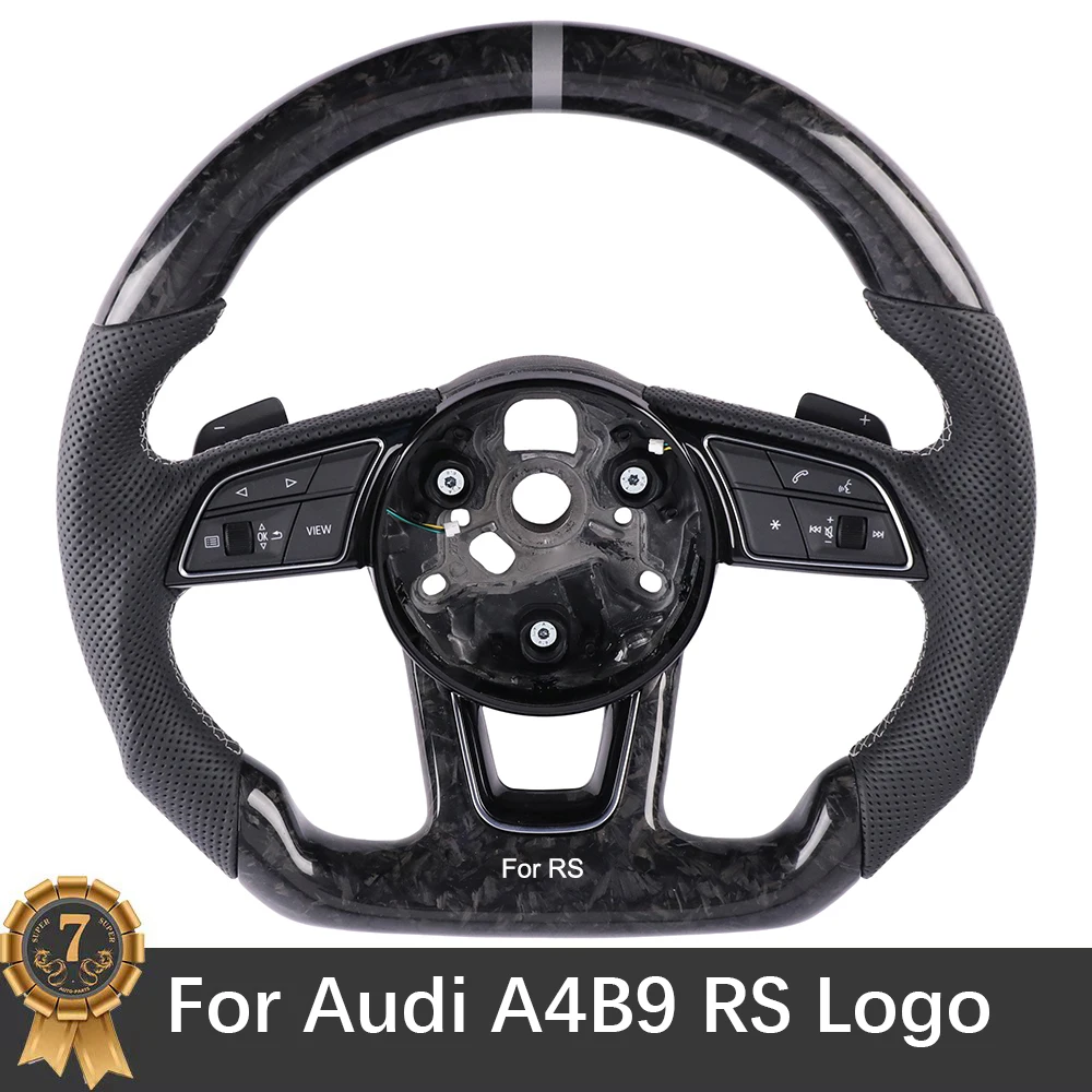 

For Audi A4 B9 Forged Carbon Fiber Multifunction Steering Wheel With RS Logo Assembly Accessories