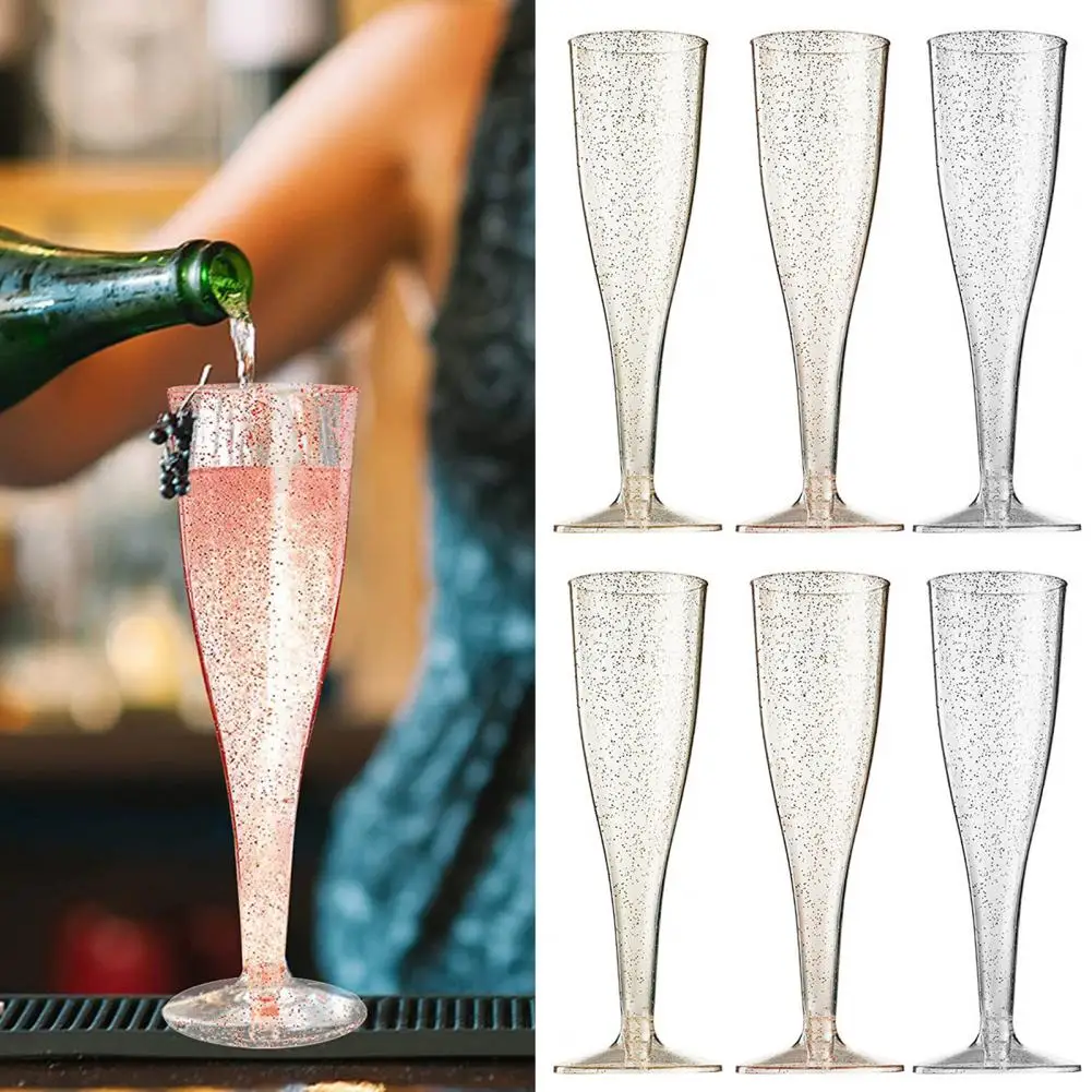 10pcs 4.5OZ Golden Silver Disposable Cocktails Goblet Champagne Cup Red Wine Glasses Wedding Birthday Kitchen Party Beverage Cup