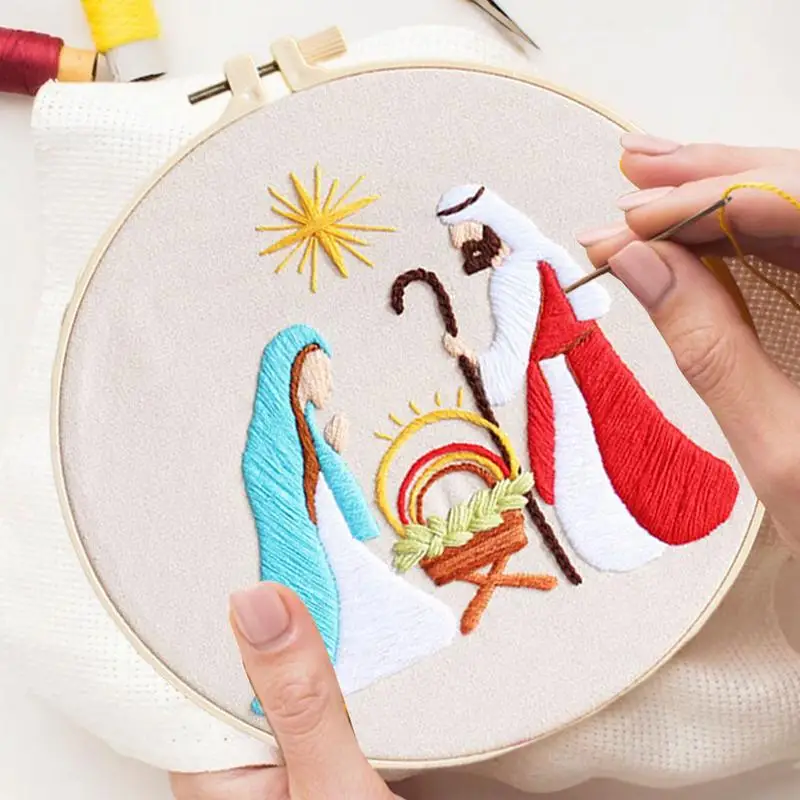 Christmas CrossStitch Nativity Scene Embroidery Kit CrossStitch Set Non-finished Products DIY Religious Vintage Embroidery