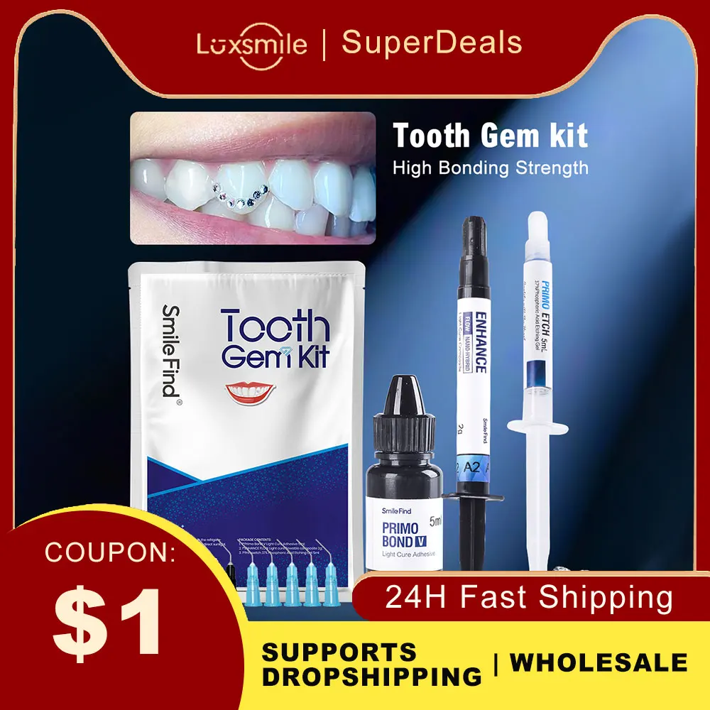 Diy Tooth Gem Kit With Curing Light And Glue Crystals Teethjewelry