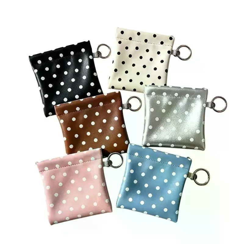 Portamonete in Pelle PU a Pois Sottile e Portatile con Portachiavi Integrato, Contiene Monete, Rossetti e Piccoli Oggetti Essenziali - immagine 6