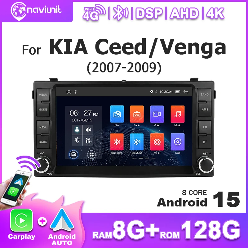 Radio para coche con pantalla de 7 pulgadas, Android 15, CarPlay inalámbrico, accesorio estéreo para KIA Ceed Venga 2007-2009, Bluetooth, autorradio, reproductor multimedia, 2 DIN, navegación GPS 1