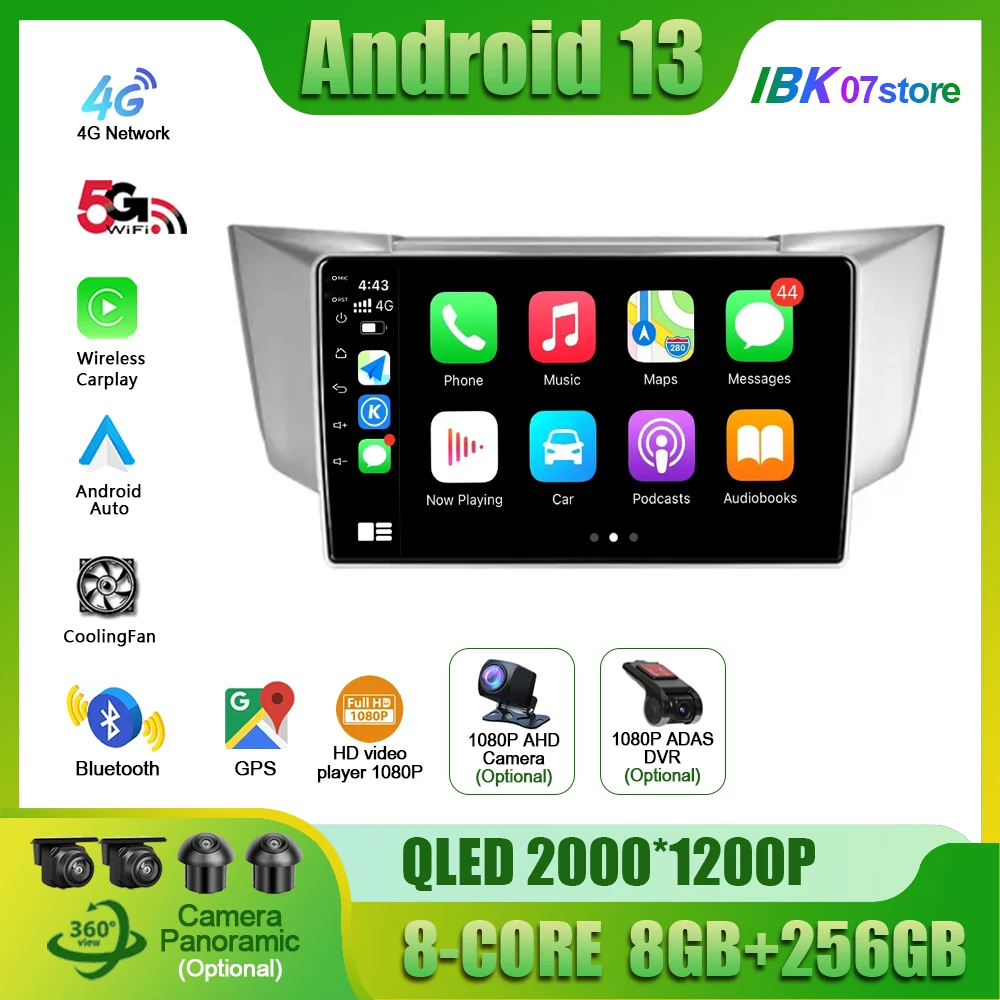 

For Lexus RX300 RX330 RX350 RX400H II 2 2003 - 2009 Android 13 Car Radio Multimedia Video Player Navigation 4G GPS No 2 din dvd