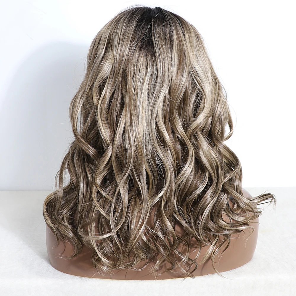 Synthetic Lace Front Wigs Highlight Brown Blonde Wig Deep Body Wavy Wig Cosplay Curly Lace Front For Women