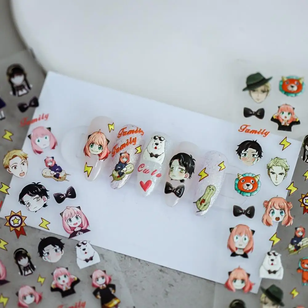 1PCS 5D 엠보싱 뉴 나루토 네일 스티커 애니메이션 캐릭터 나루토 사스케 네일 아트 액세서리 샤링건 쿠나이 카카시 네일 파츠