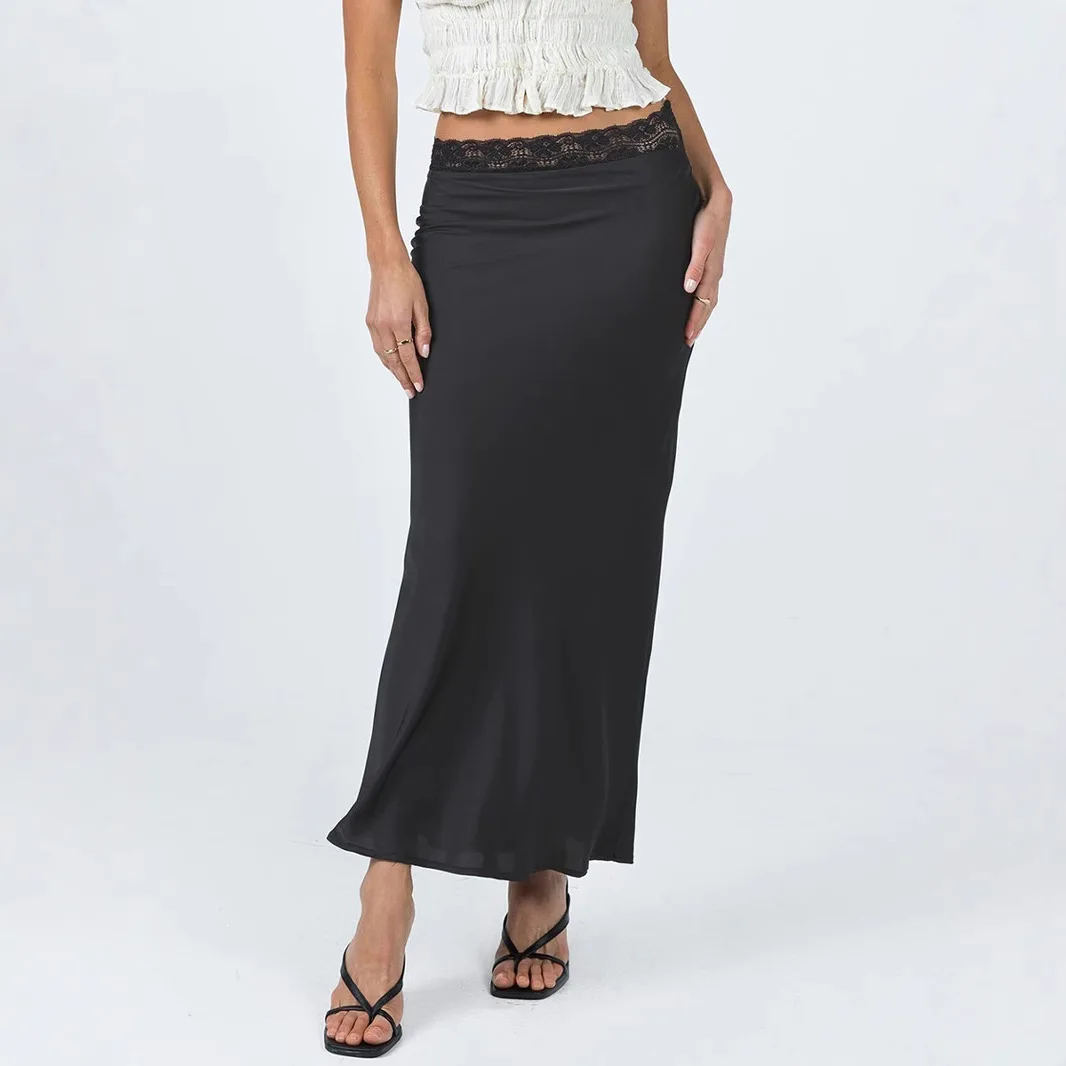 Women Satin Maxi Skirt Summer Party Wear