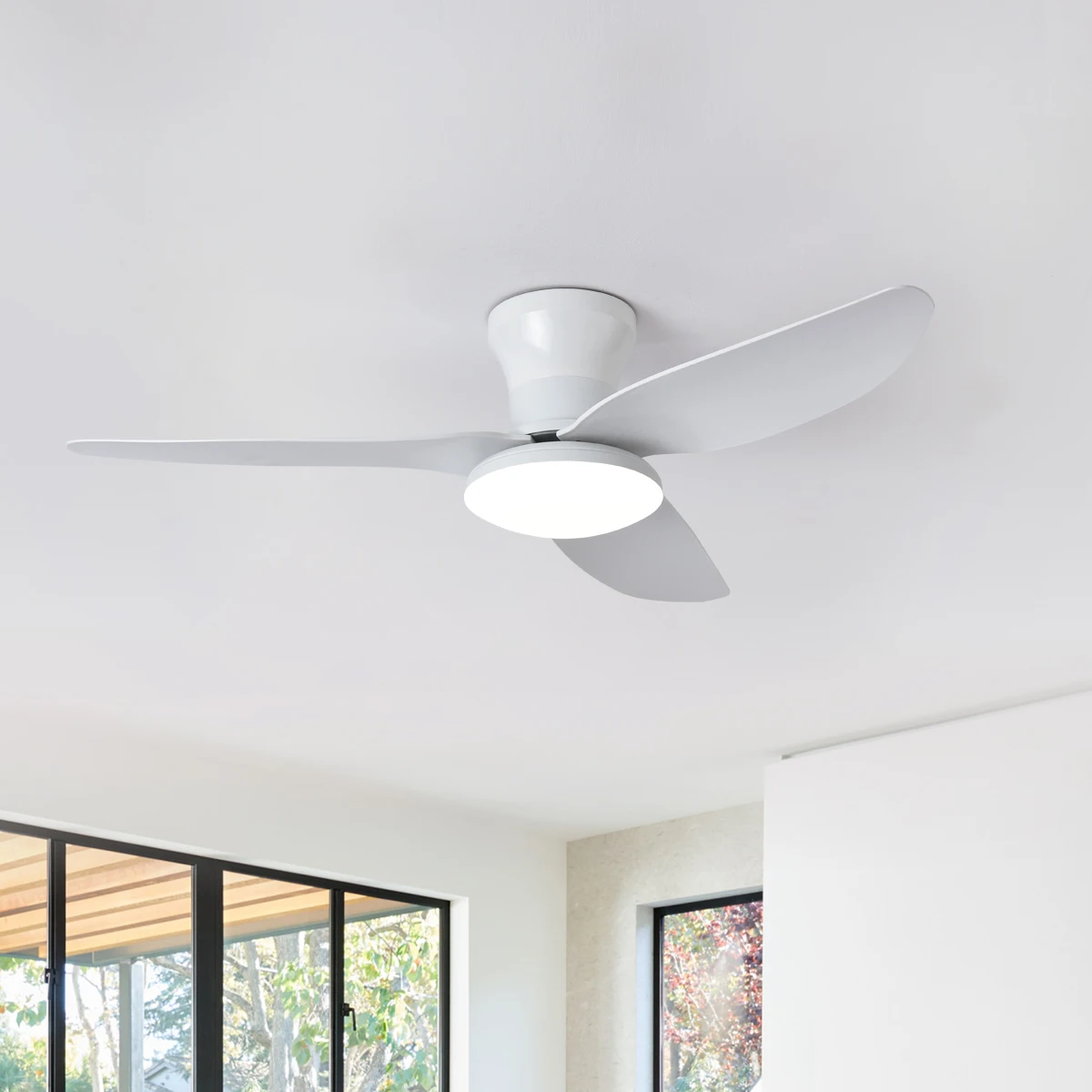 LED Ceiling Fan Lights 40inch Smart Bedroom 6 Speeds Wind 3 Blades Dimmable with Remote Control