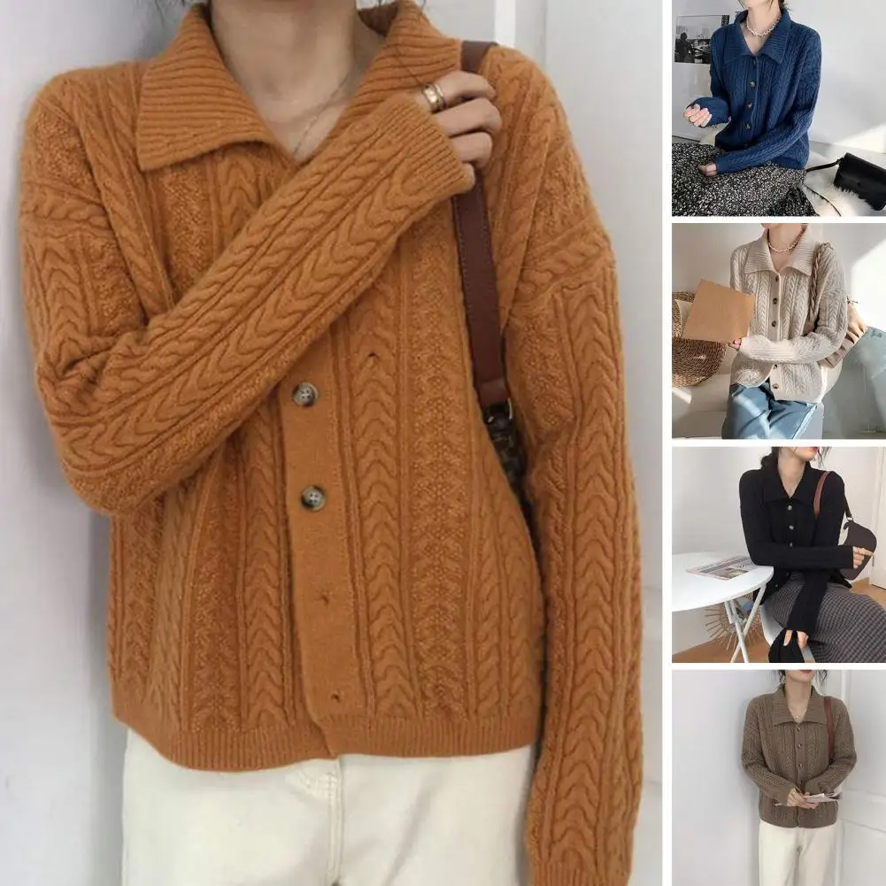 

Loose Fit Sweater Long Sleeve Sweater Cardigan Cozy Knit Sweater Coat Stylish Single-breasted Cardigan for Women Warm Soft