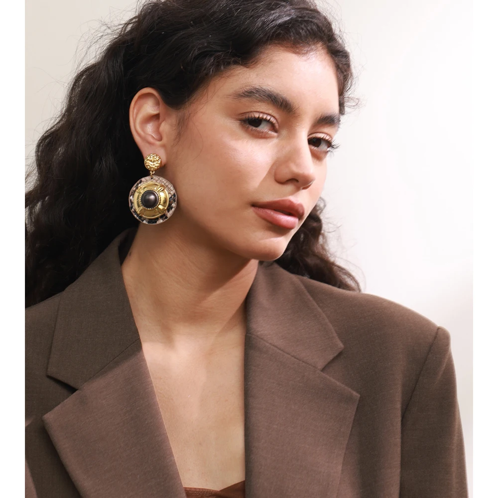 Yhpup Earrings Snake Pattern Stainless Steel