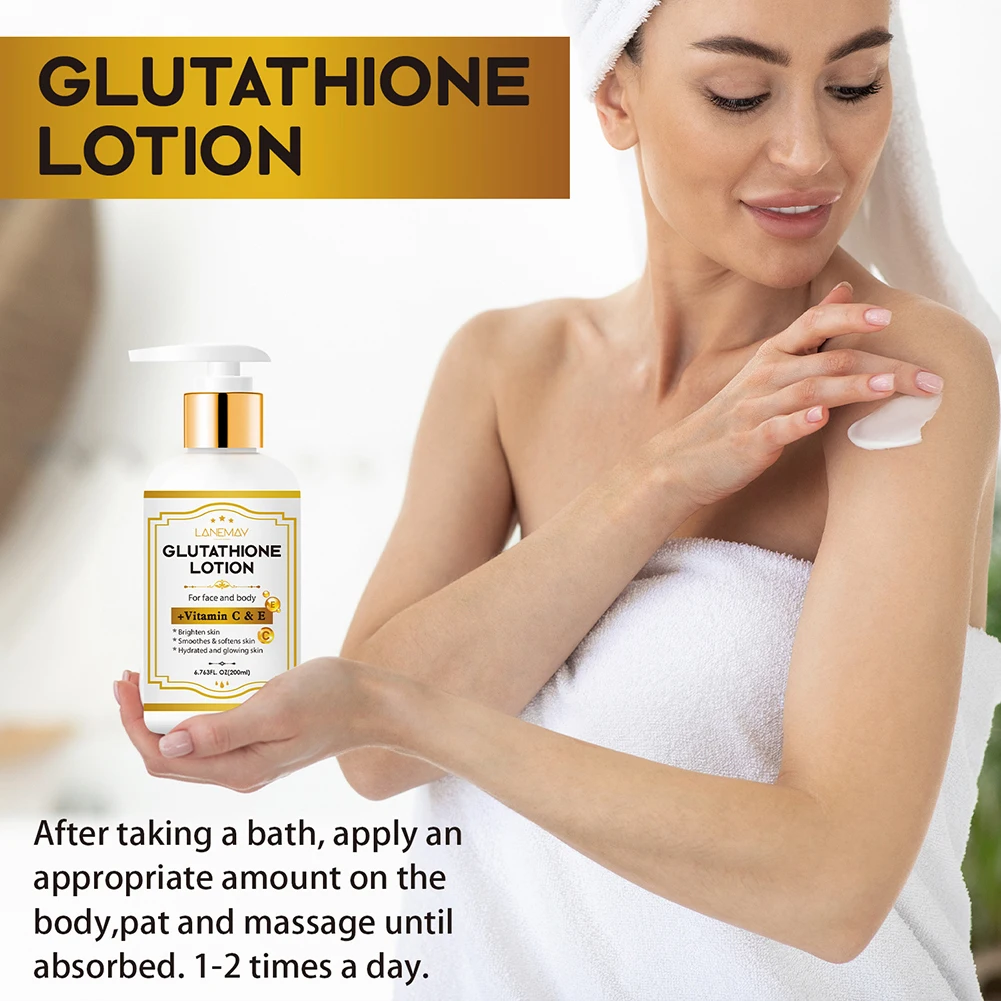 200ml Glutathione Lotion Vitamins C Brightening Hydrating Lotion Promotes Even Skin Tones Anti-Aging Skincare For Face Body