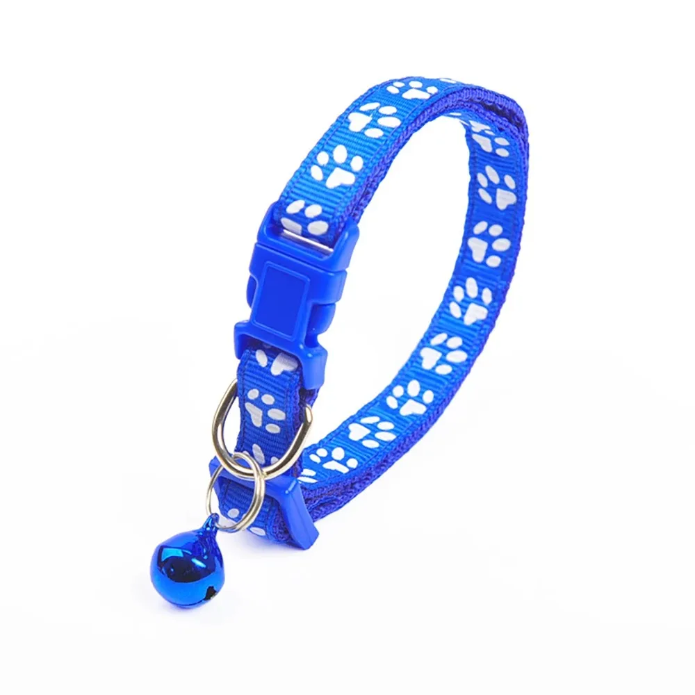 Pet Collar With Bell Cartoon Footprint Adjustable Safety Bell Ring Necklace Pet Accessories