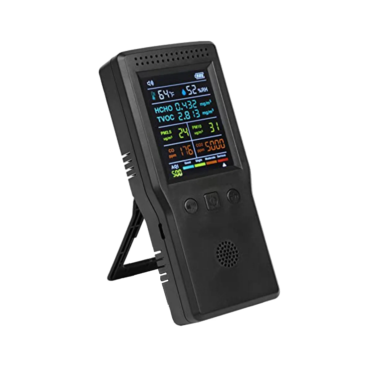 

Монитор качества воздуха 9 в 1, детектор формальдегида в помещении, измеритель температуры и влажности CO2, обнаружение PM2.5 монитор черный