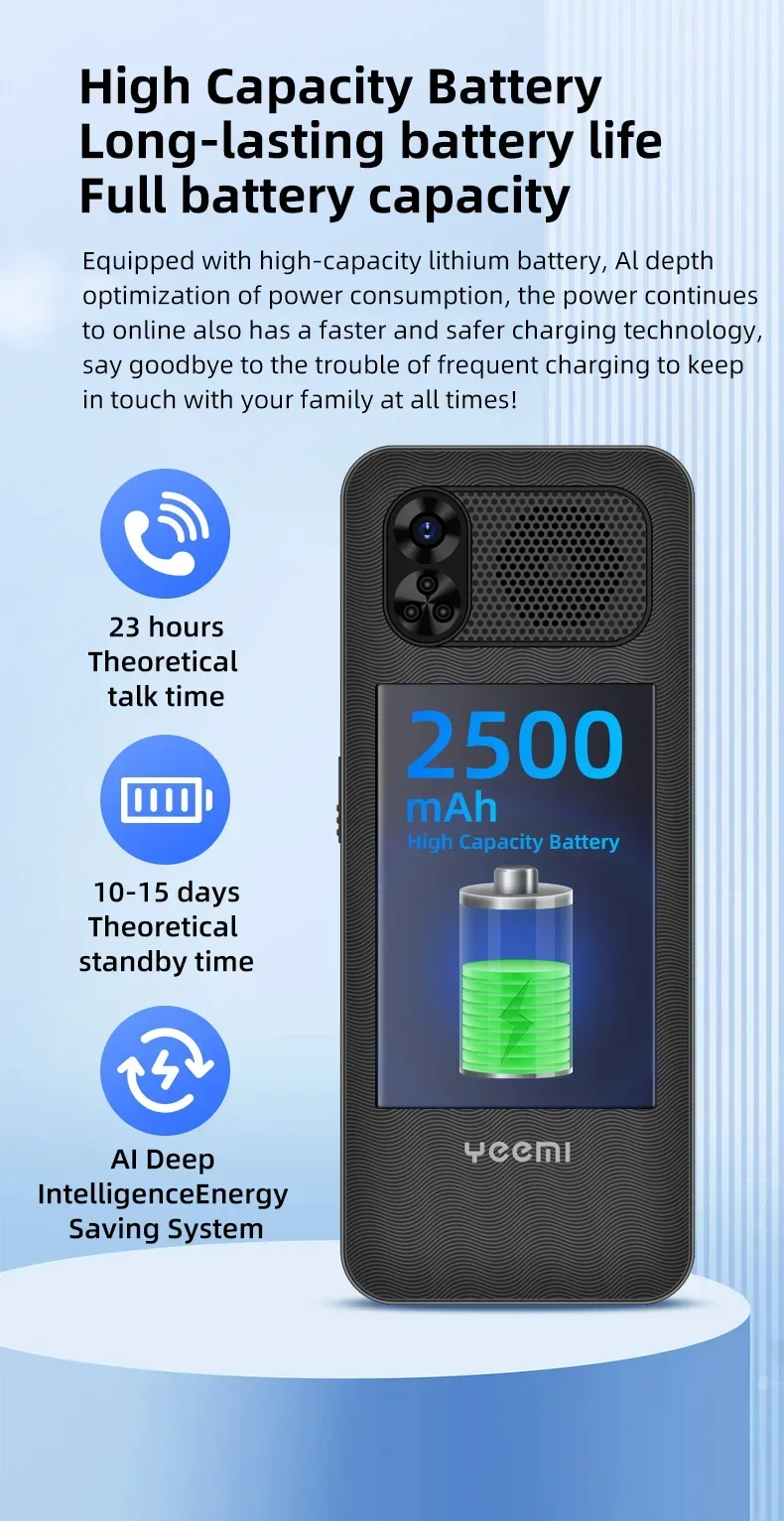 NEW Uniwa YEEMI K3 4G Feature Keypad Phone 2.6 Inch Big Button Loud Volume Dual SlM 2500mAh Keypad Phone for Elderly FM Radio