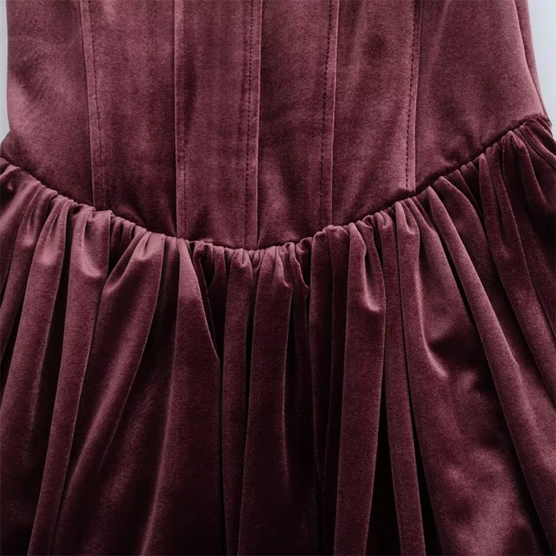 Fashion Velvet Sling Mini Dress Women Square Collar Sleeveless Backless A-line Zipper Party Dresses Elegant Lady Vestidos