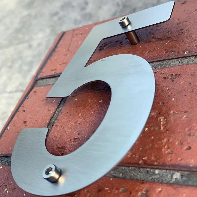 5inches Floating Stainless Steel House Numbers Outdoor Address Signs Metal Door Plates Big Modern Number For Garden Mailbox 0-9