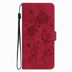 Elegant Rose Flower Wallet Phone Case Cover - Galaxy A50 (Red OH)
