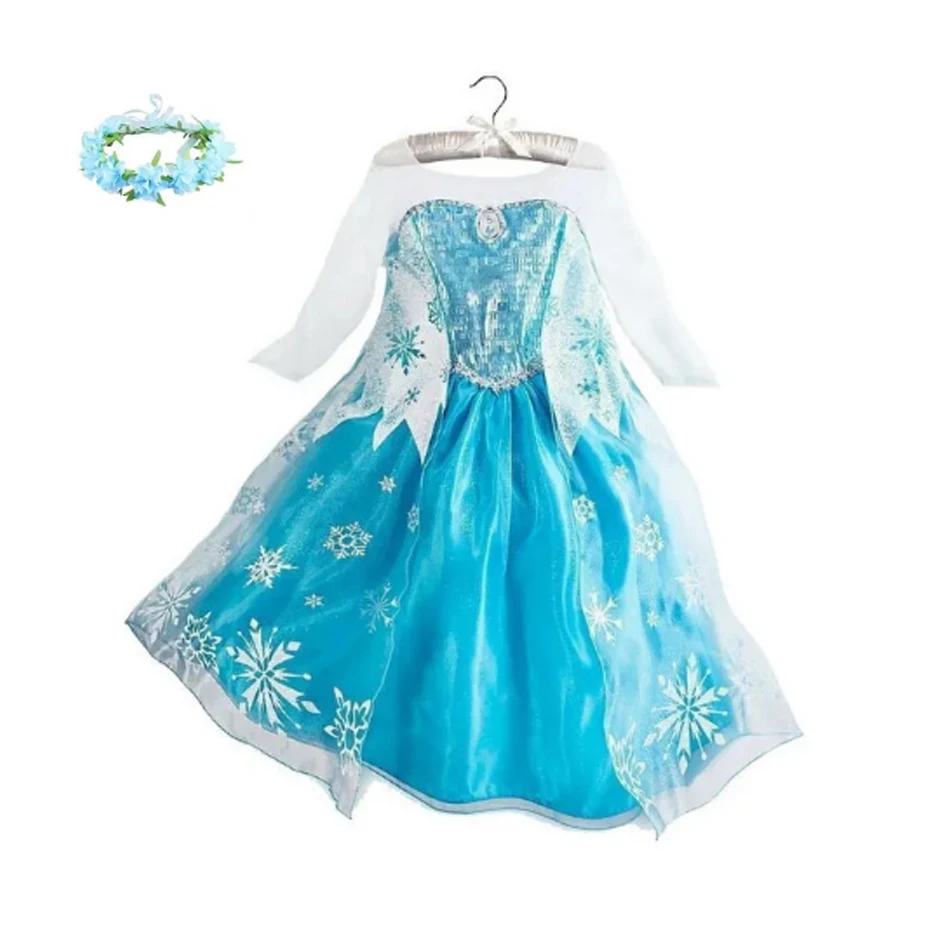 thumbnail image 1 of Disfraz de princesa para niña, disfraz de Elsa con lentejuelas, fantasía, para niños, cosplay, ropa en capas, vestido de reina de las nieves para Halloween, 1 of 5