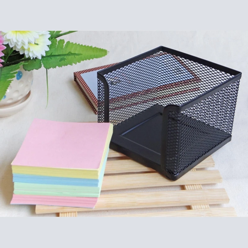 Desk Organizer Mesh Paper Cube Mini Memo Note Pads Box Holder Storage Case Display Stand Dispenser Home Office School Class