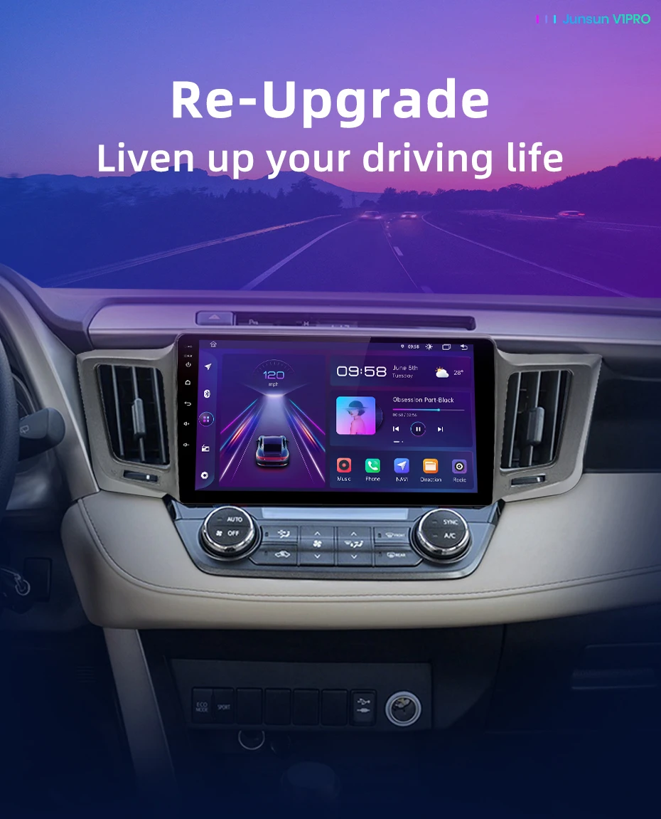 Junsun V1 AI Stimme Drahtlose CarPlay Android Auto Radio für Toyota RAV4 RAV 4 2012-2018 4G Auto multimedia GPS 2din autoradio BT – Detail 2