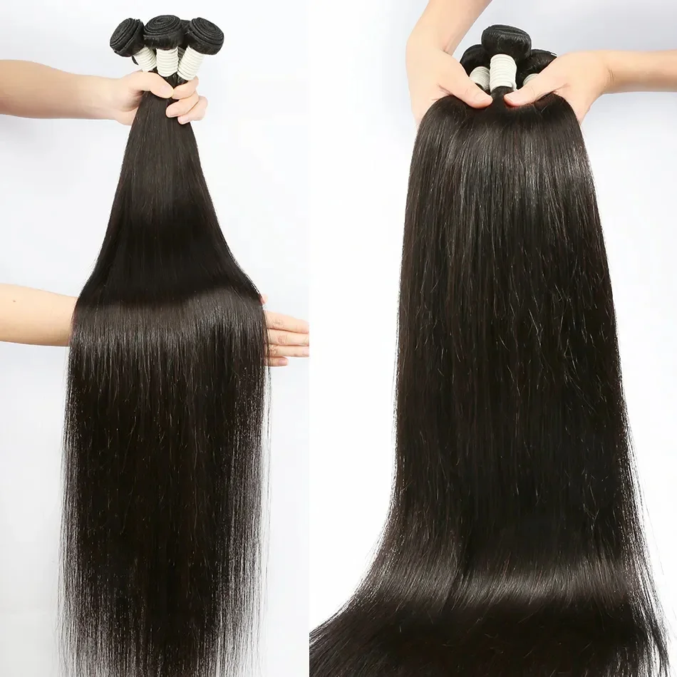 Brazilian Raw Human Hair Weave Bundles 30 Inch Straight