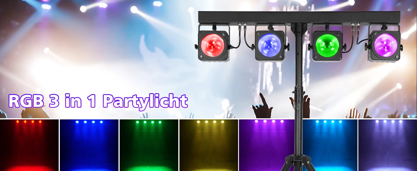 Description Picture 2 of itemRGB 4 PCS Combined Effect Par Lights Stage Professional Effect Lighting Sound Control 3 in 1 Beam Lamp for Show Theater Wedding