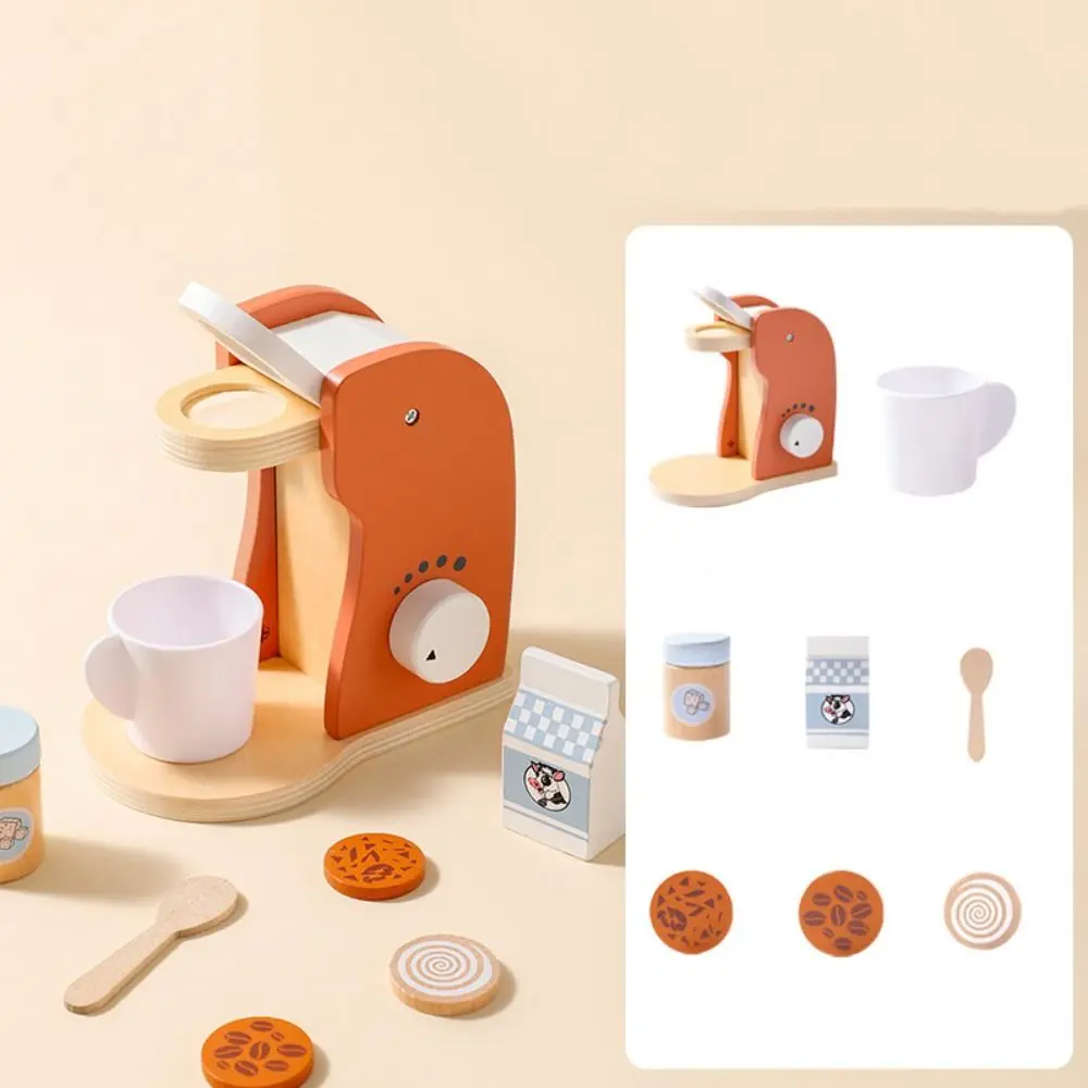 Blender Simulation Wooden Coffee Machine Montessori Interactive Kitchen Pretend Play Toy Exquisite DIY Cooking Food Model Set