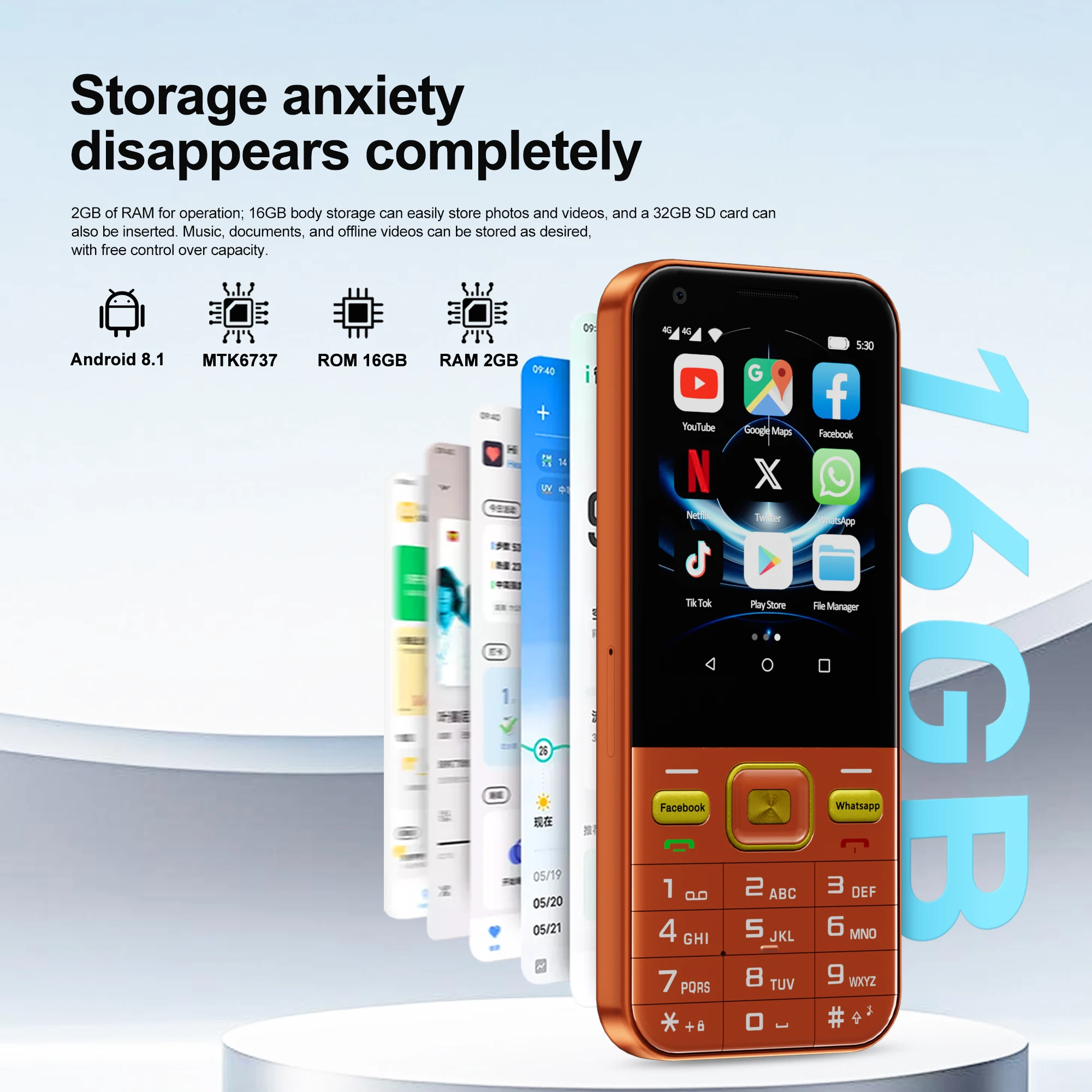 SERVO F7 Ultra 4G Button Smartphone Android System 2GB RAM 16GB ROM WhatsAPP WiFi Hotspot FM 2.8" Touch Screen 2 SIM Smart Phone