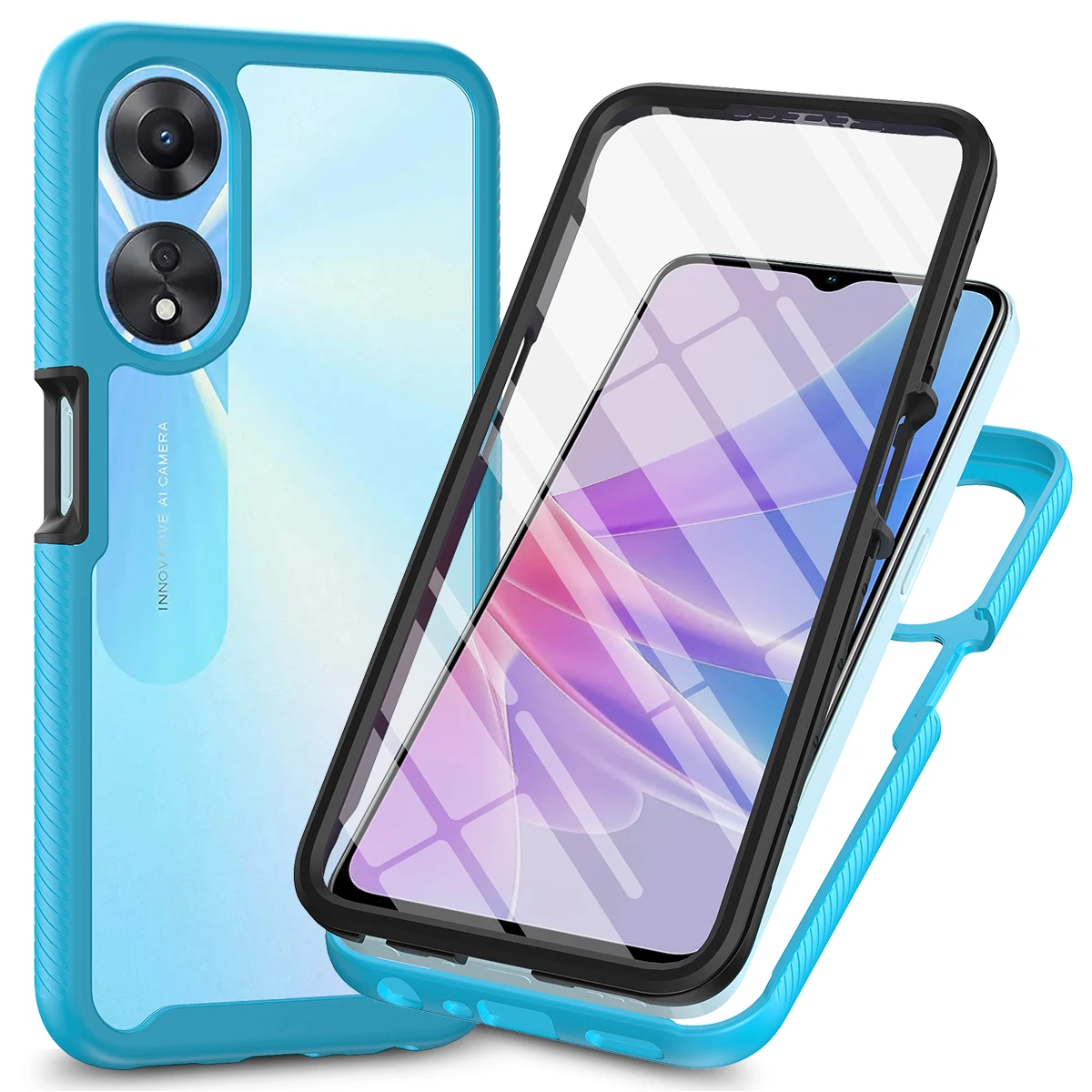 Clear Shockproof Protective Cover with Built-in Screen Protector and TPU Bumper