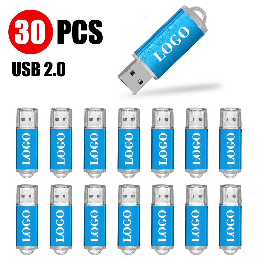 

30PCS Pendrive 128gb 64gb 32gb 16gb Metal USB Flash Drive 2.0 32 64 16 4GB Pen Drive 2.0 USB Stick Disk on Key Memory Card Logo