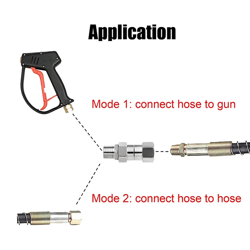High Pressure Washer Swivel Joint 3/8 Inch Pressure Washer Hose Fittings 360 Degree Rotation Connector Car Washing 2
