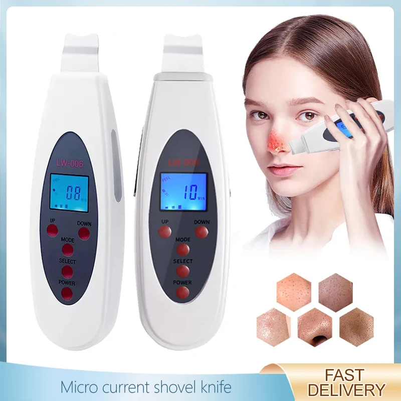 Facial Cleaner Facial Scrubber Ultrasonic Skin Scrubber Deep Face Cleaning Machine RemoveFacial Massager Ultrasound Peeling Clean Tone Lift LW006