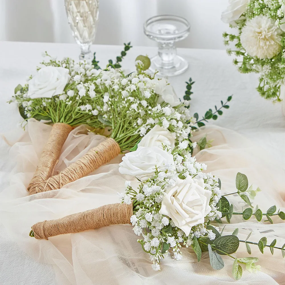 twirush Gypsophila Baby Breath - Bouquet di fiori artificiali in plastica, per decorazioni per la casa, matrimoni, feste e ufficio, confezione da 12 pezzi, colore: bianco