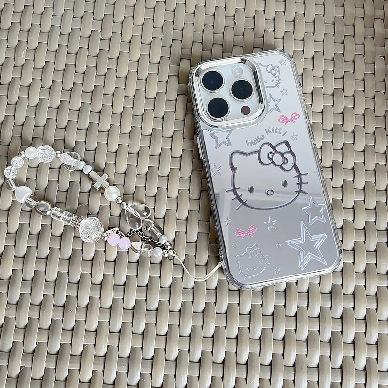 Cute Sanrio Hello Kitty Y2K Silver Plating iPhone Case for iPhone 16 15 14 13 12 11 Pro Max