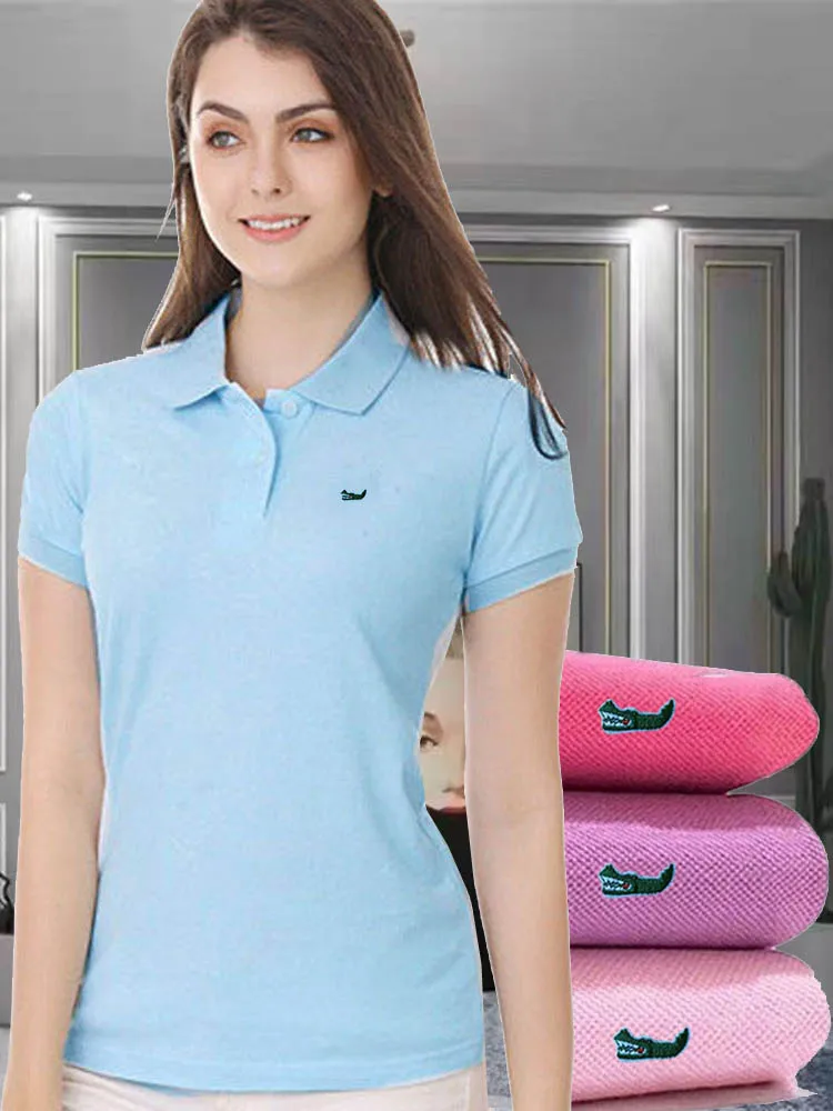 Uitverkoop Mesh 100% Katoen Zomer Vrouwen Korte Mouw Polo Dames Shirts Tops Borduurwerk Vis Logo Polo Shirt Tees tops - AliExpress Mobile