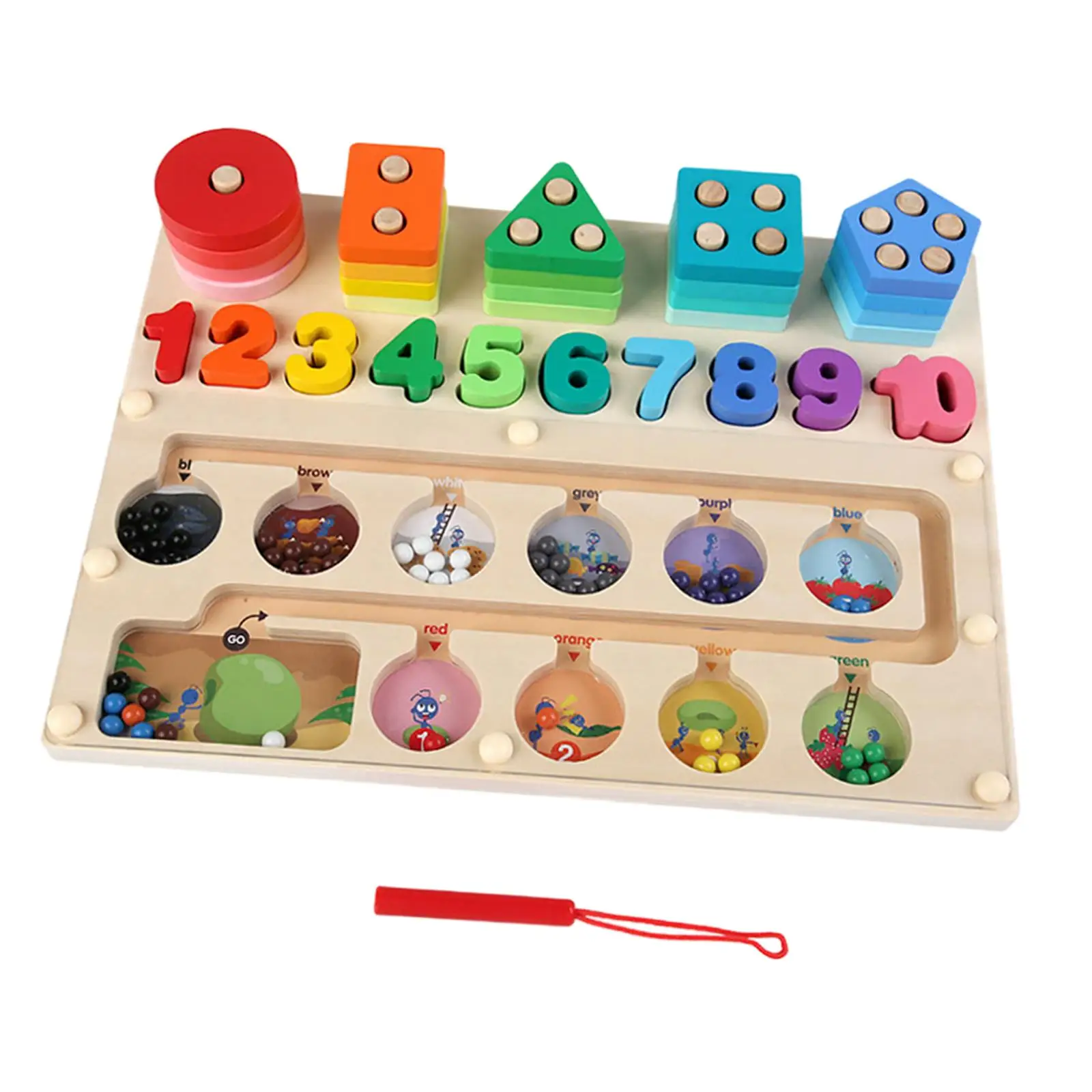 

Wooden Magnetic Puzzles Board Number Counting Color Sorting for Birthday Gifts