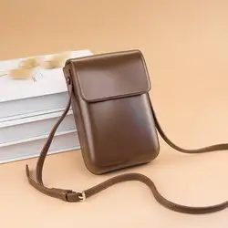 Elegant 2024 Mini PU Leather Flap Crossbody Bag - Women's Solid Shoulder Purse and Handbag (Brown)