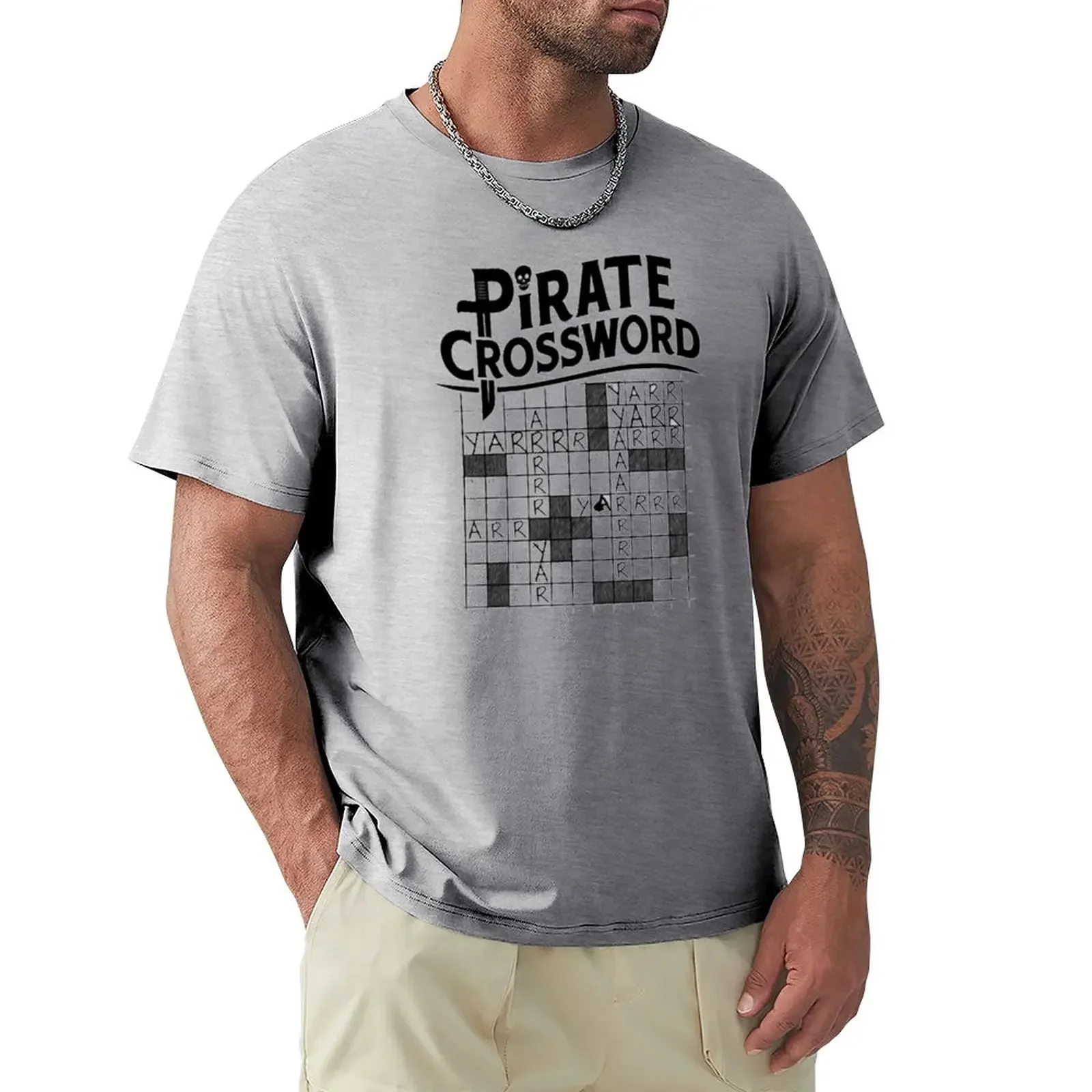 

Pirate crossword T-Shirt plain anime mens cotton t shirts