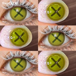 FreshLady Crazy White Anime Cosplay Color Contact Lenses for Halloween and Parties (Green)