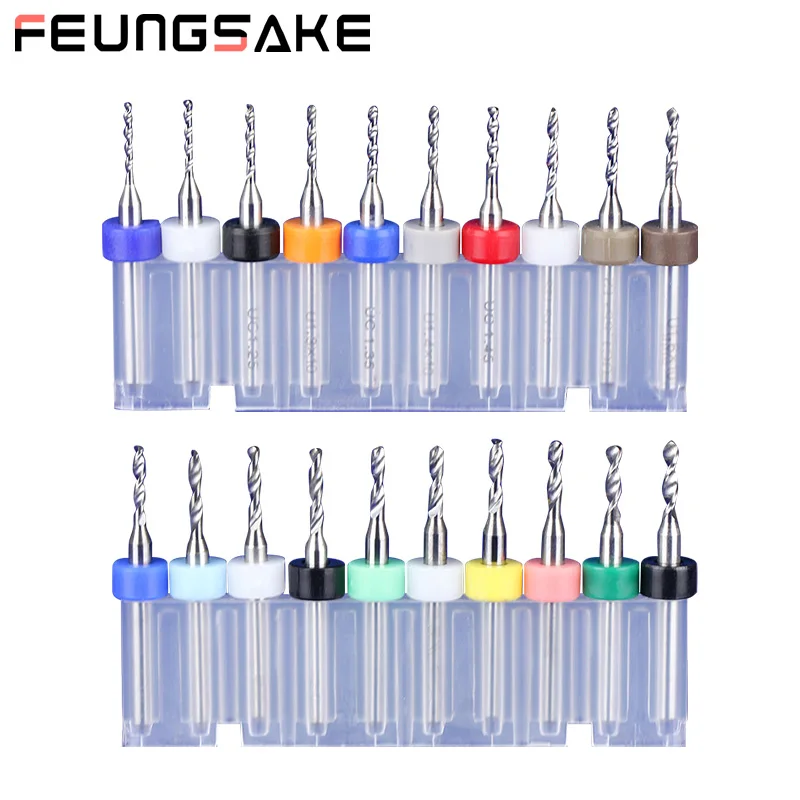 PCB Drill Bit Set 0.1-3.15mm Corn Engraving Cutter 3.175mm Tungsten steel CNC milling cutter for wood CNC engraving bit 10pcs drill bit set