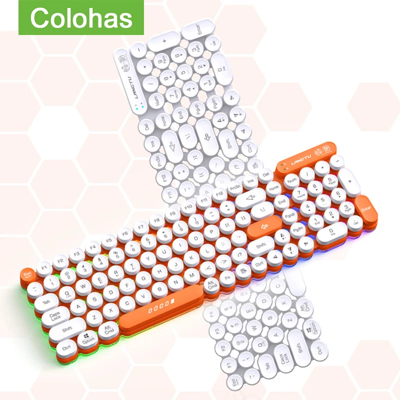 

Rechargeable Wireless Bluetooth Keyboard Mouse Set Low Noise Ergonomic Dual Mode Connection Retro Keys For PC Gamer Computer