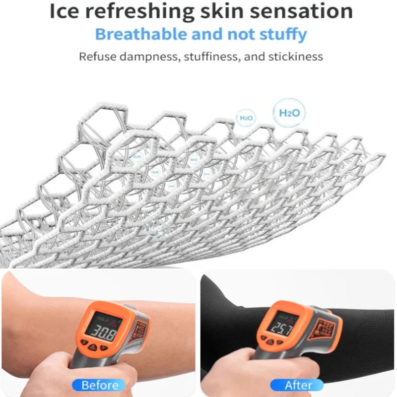 Arm Sleeve Ski Mask set Breathable Quick Dry UV Protection Cycling Sport Sleeve Ice Fabric Sunscreen Sports Fitness Arm Sleeves