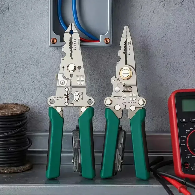 Winter New Multifunctional Wire Stripper with Electrical Test Pen Foldable Cable Cutter Crimper Tool Electrical Folding Pliers